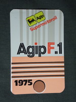 Kártyanaptár, ÁFOR benzinkutak olajok, Agip F.1 motorolaj, 1975 ,   (2)