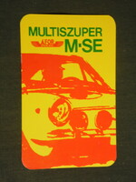 Kártyanaptár, ÁFOR benzinkutak olajok, vMultiszuper M-SE ,grafikai rajzos, 1976 ,   (2)