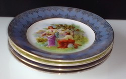 PORCELÁN TÁNYÉROK 4 ROMANTIKUS festett JELENETTEL!