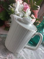 Rosenthal mid century, tapio wirkkala white ribbed porcelain spout with lid, 4 dl