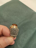 Izraeli ezüst gyűrű borostyán kővel