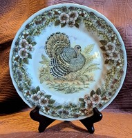 Pulykás porcelán tányér, madaras dísztányér (L4072)
