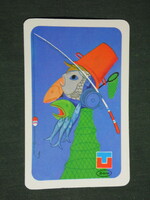 Card calendar, unitechnics, sport, hunter, fishing shop, Budapest, graphic artist, 1976, (2)