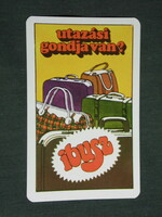Kártyanaptár, IBUSZ utazási iroda, grafikai rajzos, bőrönd , 1976 ,   (2)