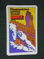Kártyanaptár, IBUSZ utazási iroda, grafikai rajzos, turista, 1976 ,   (2)