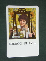 Card calendar, Budapest household perfume shops, erotic female model, 1976, (2)