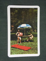 Kártyanaptár, Tiszafüred ÁFÉSZ áruház, kemping cikkek, erotikus női modell, 1976 ,   (2)