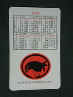 Card Calendar, Hungarian Post, 1976, (2)