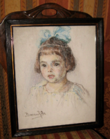 Guaranteed original boemm ritta / 1868-1948 /: little girl with blue bow