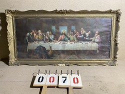 Utolsó vacsora ábrázolás, 118 x 51 cm-es , fán, keretben.antik