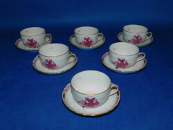 Set of 6 teacups with a pur-pur pattern from Herendi Apponyi