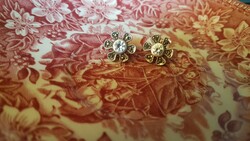 Antique style silver ear button socket with stone and marcasite discite / nice condition)