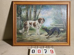 Oscar Sturm olaj, vászon festmény, 1900, 100 x 75 cm-es, kutyák