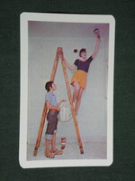 Card calendar, Tolna county painter apartment maintenance worker, Szekszárd, erotic female model, 1976, (2)