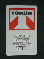Kártyanaptár, Tükör hetilap,újság, magazin,  1976 ,   (2)