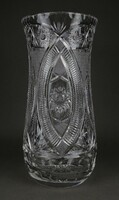 1P340 Régi nagyméretű vastagfalú csiszoltüveg kristály váza 28 cm