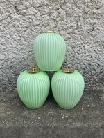 3 pieces of wonderful green vintage glass pendant lamp copper fixture retro design
