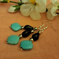 Czech crystal and turquoise set 4 cm