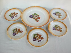 Zsolnay porcelain plate set with grape fruit pattern