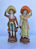 Couple with hats, separate figures, fasold & stauch porcelain