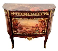 A767 Venetian baroque-style painted chest of drawers with marble top