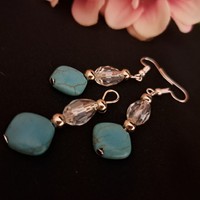Czech crystal and turquoise set 4 cm
