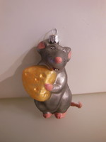 Christmas tree decoration - new - glass - mouse - 8 x 5 cm - thick - Austrian