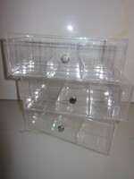 Box - drawer - new - 3 pcs - divided - 23 x 16 x 9 cm plastic - metal button - German