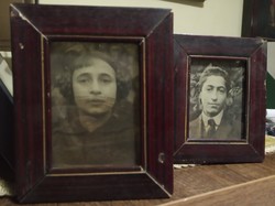 Férfi és női portré fotó (pozitív kép), üveglemezen