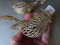 Openwork, gold glitter bird pendant