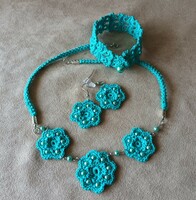 Lace jewelry set turquoise green
