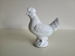 White hen glazed ceramic chicken with egg Easter decor 23.5 Cm