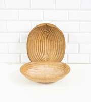 Retro Plastimat kínáló tál pár - fatál utánzatok - Mid-century modern design kosarak