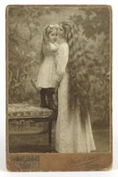 1P366 uher ödön: antique mother girl photography female portrait 16.5 X 10.8 Cm
