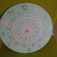 New! Wall clock with mandala decoration, hand painted, 30x30cm