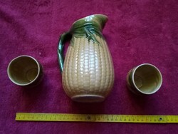 Magyarszombatfai kukorica mintás kerámia boros készlet kancsó két pohárral