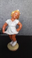 Old ceramic little girl, 16 cm, pedestal diameter: 5.5 cm,