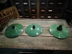 Old lamps with enamel plates, with sockets, kitchen-industrial use, folk style, early 20th century