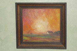 Péter Soltész oil painting 27x27 cm