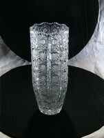 Ajka crystal richly polished vase - 21 cm