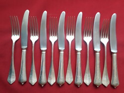 6+6 antique silver-plated double (thick silver-plated) knives and forks with approx. monogram