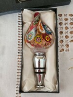 Eredeti jelzett Muránói palack dugó üveg fejdísszel, hibátlan eredeti dobozával