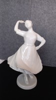 Antique Zsolnay porcelain dancing girl, 22 x 14 cm, pedestal: 7.5 cm