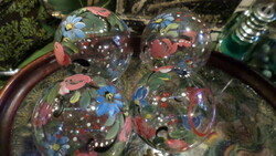 Retro glass Christmas tree decorations in basically good condition. About 6 cm, hand-painted pieces.