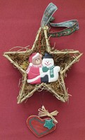 Old Christmas ornament teddy snowman star prop decoration