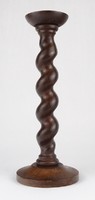 1P687 old twisted wooden candle holder 25.5 Cm