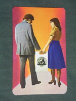 Card calendar, pest county industrial goods shops, male, female model, 1976, (2)