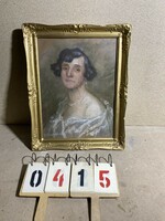 Papp Gábor szignóval, portré, olaj, vászon festmény, 40 x 54 cm-es. 0415