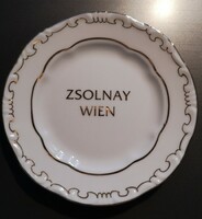 Zsolnay porcelán arany tollazott filtertartó/minitányér  "Zsolnay Wien" felirattal, hibátlan