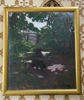 Litteczky Endre - Nagybányai festmény - Paraszt asszony a kertben